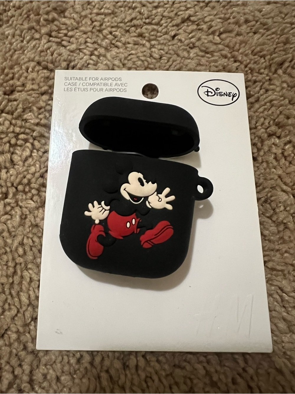 Disney Black Mickey Mouse Silicone AirPods Case with Red Accents
